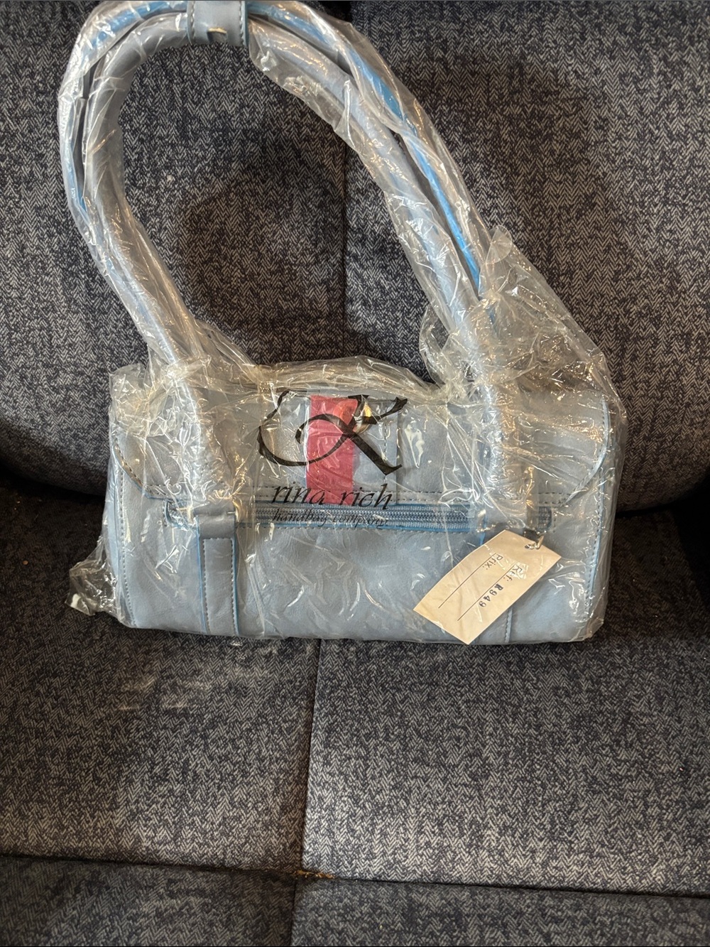 Rina Rich Powder Blue Structured Shoulder Bag